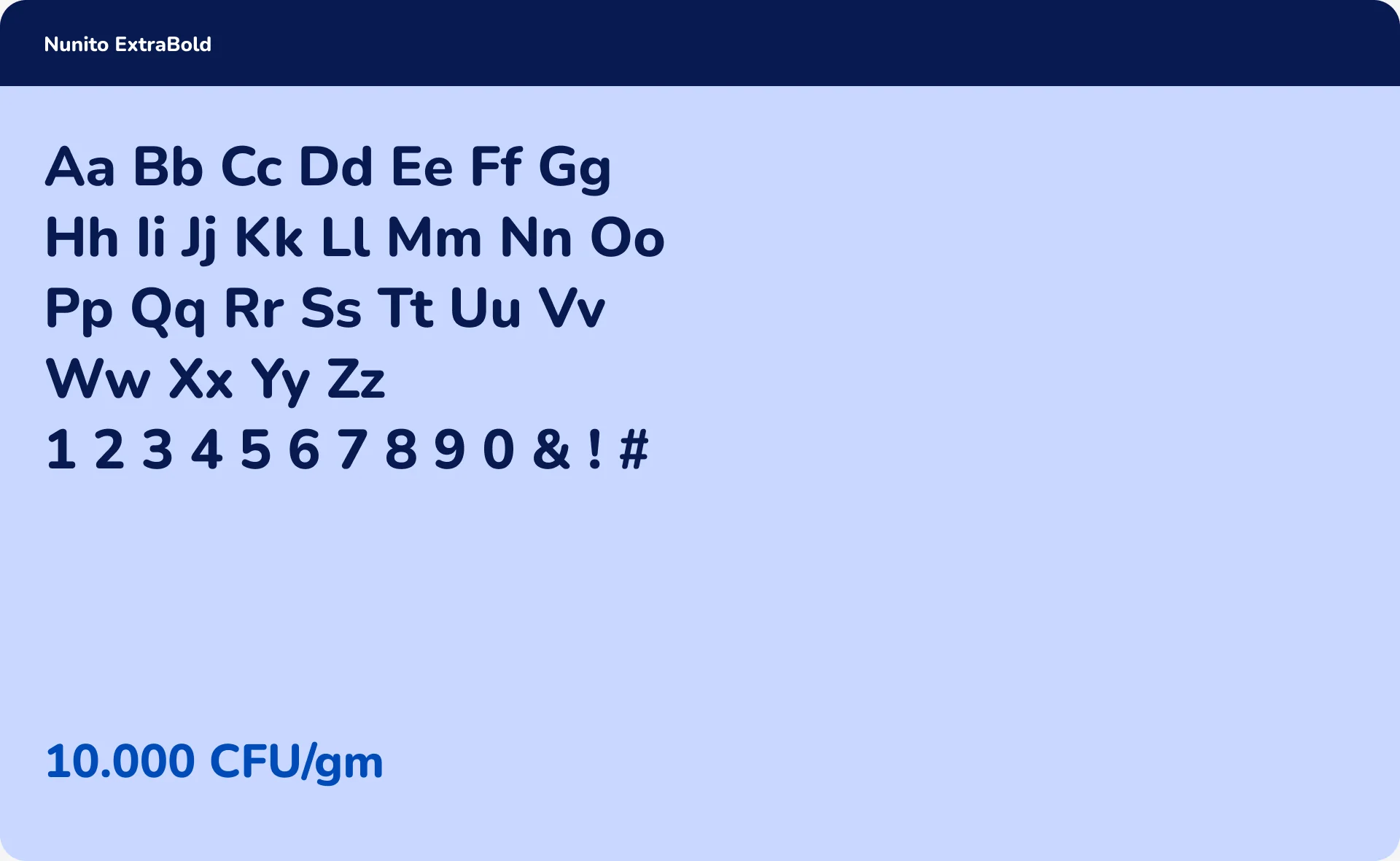 The Nunito ExtraBold alphabet and numbers